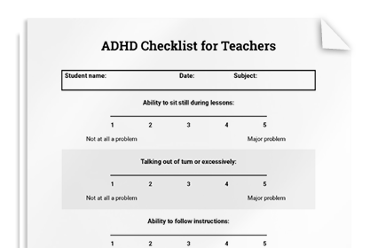 ADHD Checklist for Teachers