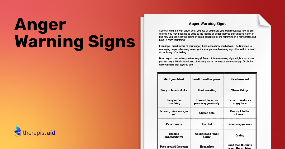 Anger Stop Signs (Worksheet) | Therapist Aid