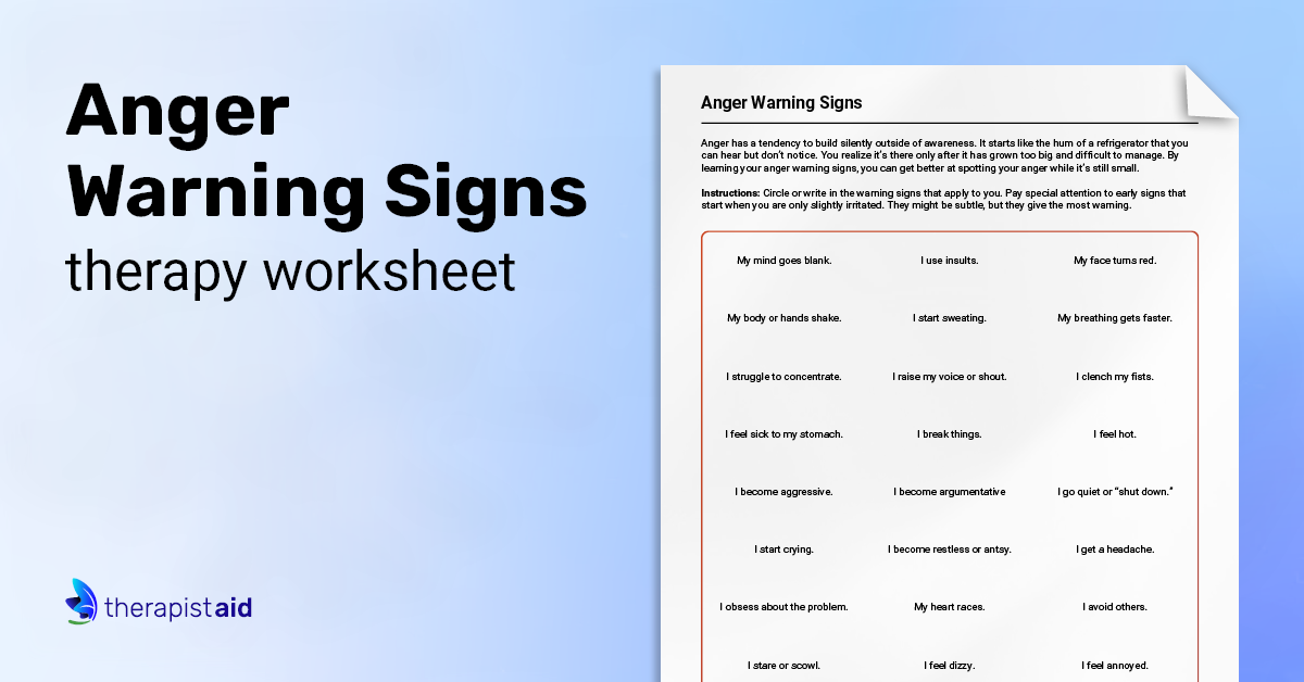 Anger Warning Signs (Worksheet) | Therapist Aid