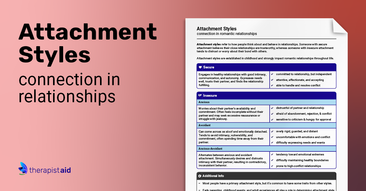 Attachment Styles & Romantic Relationships, Worksheet