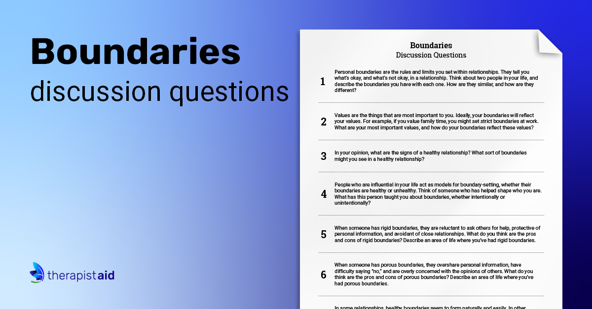 Boundaries Discussion Questions (Worksheet) | Therapist Aid