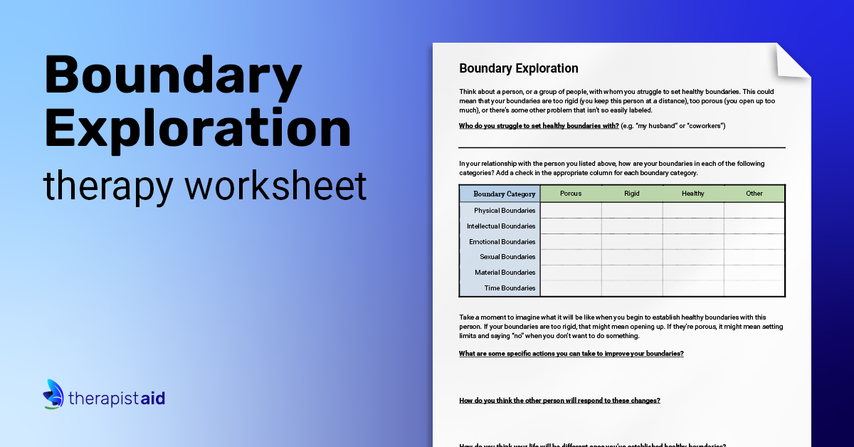 boundaries exploration worksheet therapist aid