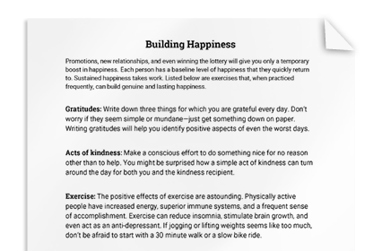 Building Happiness (Exercises)