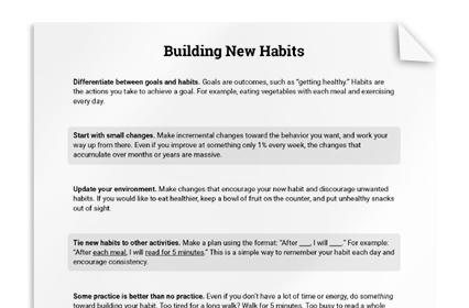 Building New Habits: Tips Sheet