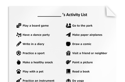 Activity List for Kids