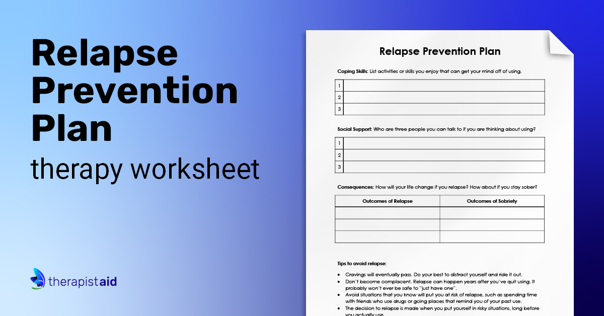 Relapse Prevention Plan (Version 22) (Worksheet)  Therapist Aid In Stages Of Change Worksheet