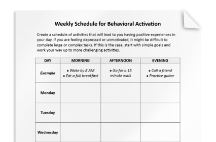 Weekly Schedule for Behavioral Activation