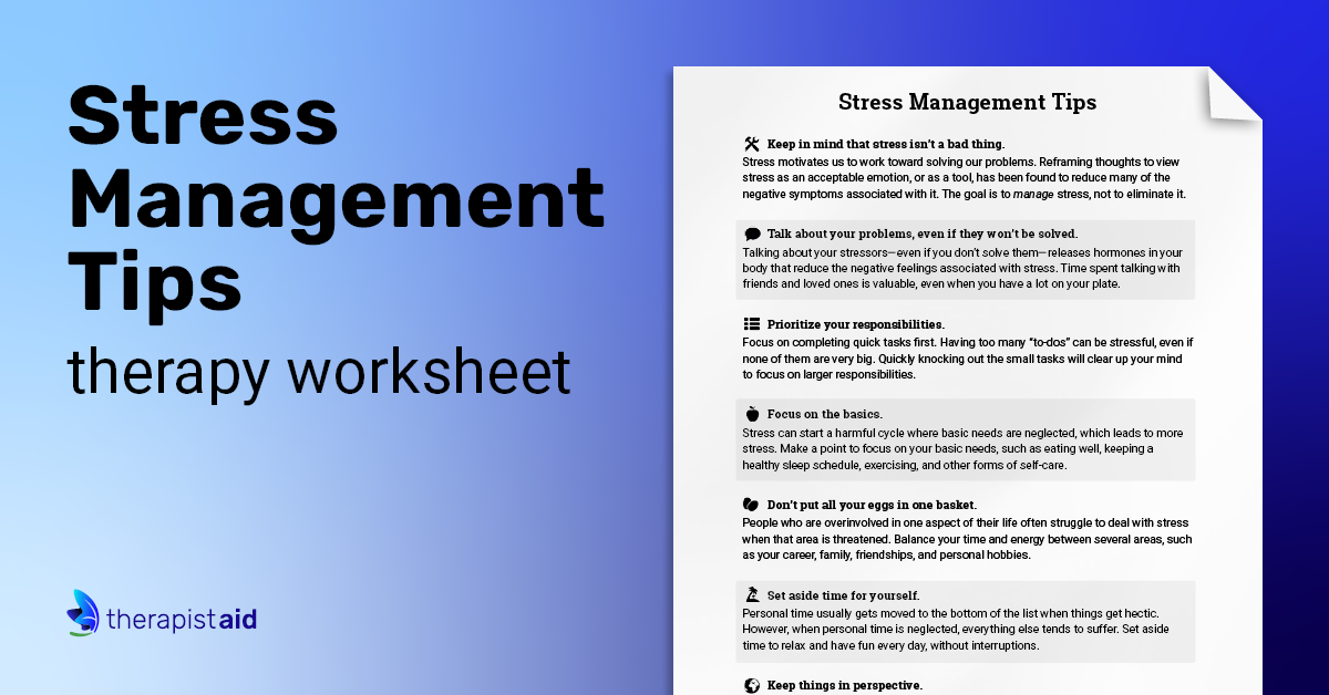 Stress Management Tips (Worksheet) Therapist Aid