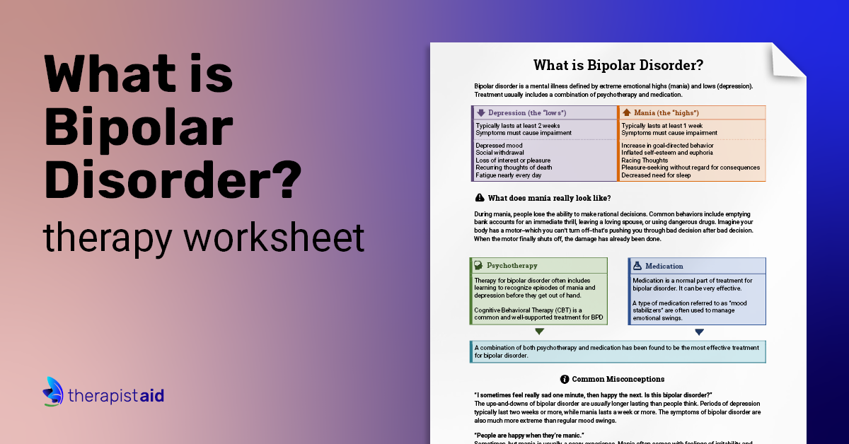 Bipolar Disorder Info Sheet (Worksheet) | Therapist Aid