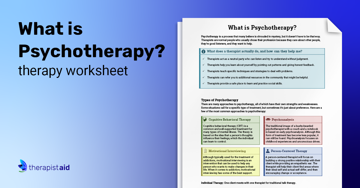 Psychotherapy Info Sheet (Worksheet) | Therapist Aid